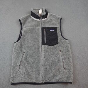 Patagonia Retro-X Vest Mens Medium Gray Sherpa Fleece Full Zip Pockets Outdoor